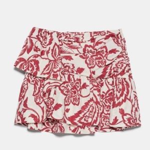 ZARA floral red mini skirt